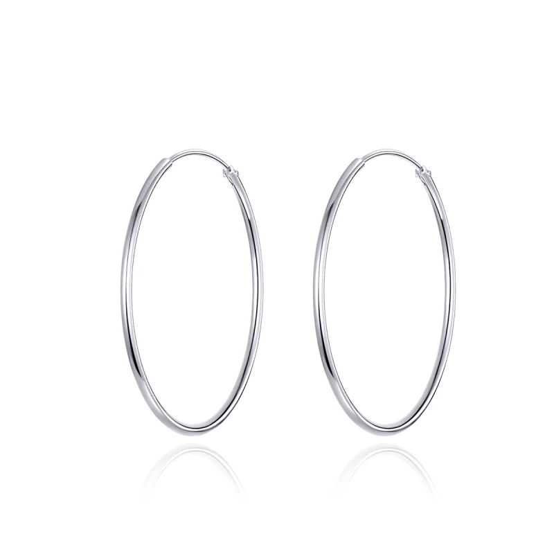 (image for) Pandora Style Silver Simple Line Hoop Earrings - SCE710 - Product Image