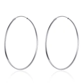 Pandora Style Silver Simple Line Hoop Earrings - SCE711