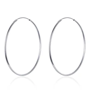 (image for) Pandora Style Silver Simple Line Hoop Earrings - SCE711
