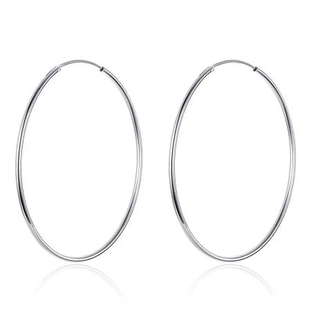 Pandora Style Silver Simple Line Hoop Earrings - SCE711