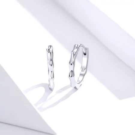 Pandora Style Silver Simple Line Hoop Earrings - SCE843