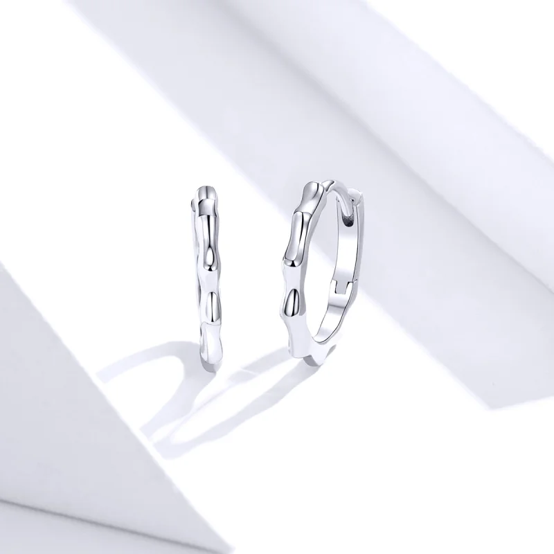 (image for) Pandora Style Silver Simple Line Hoop Earrings - SCE843 - View 2