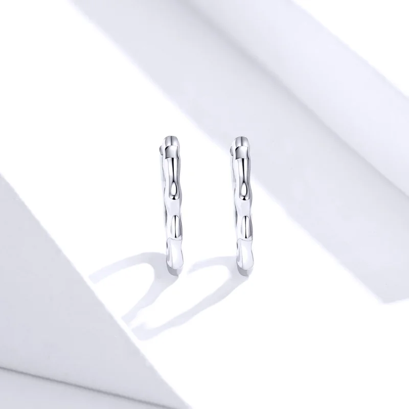 (image for) Pandora Style Silver Simple Line Hoop Earrings - SCE843 - View 3