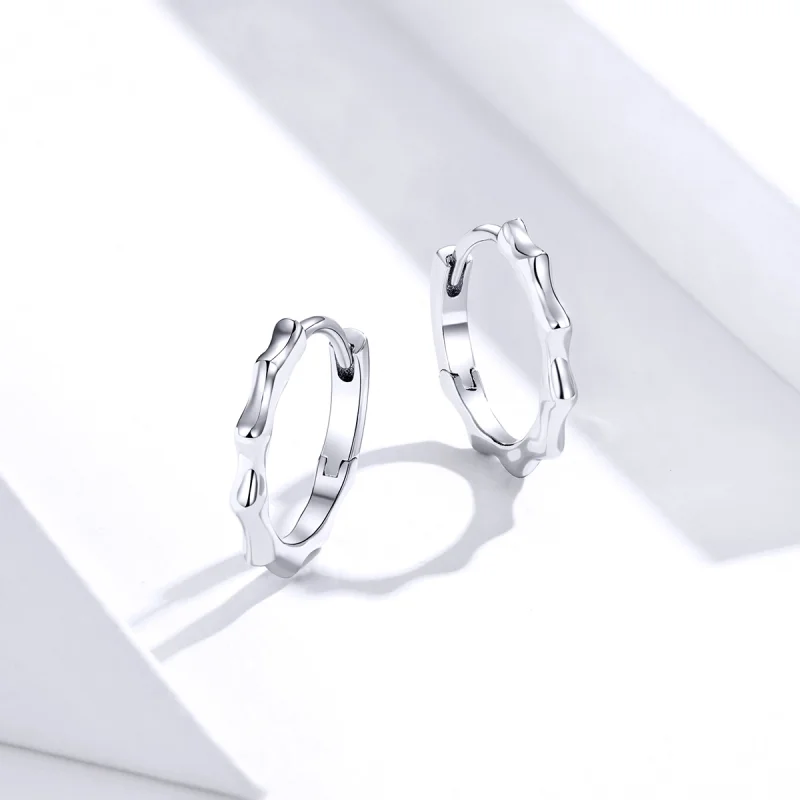 (image for) Pandora Style Silver Simple Line Hoop Earrings - SCE843 - View 4