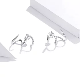 Pandora Style Silver Simple Line Stud Earrings - SCE986 Pandora Style Silver Simple Line Stud Earrings - SCE986