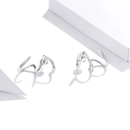 Pandora Style Silver Simple Line Stud Earrings - SCE986