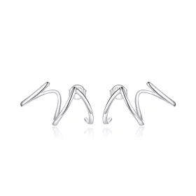 Pandora Style Silver Simple Line Stud Earrings - SCE986