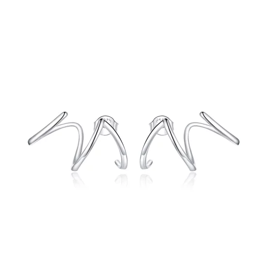 Pandora Style Silver Simple Line Stud Earrings - SCE986