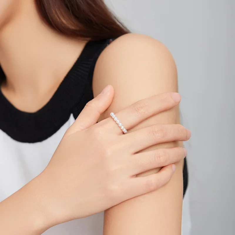 (image for) Pandora Style Silver simple pearl Ear clip - SCE1010 - View 9