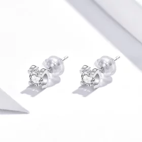 Pandora Style Silver Simple Zircon Stud Earrings - SCE974 Pandora Style Silver Simple Zircon Stud Earrings - SCE974