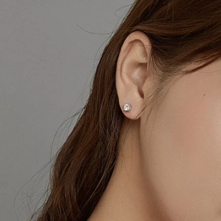 Pandora Style Silver Simple Zircon Stud Earrings - SCE974