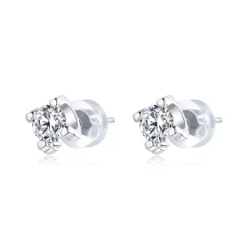 Pandora Style Silver Simple Zircon Stud Earrings - SCE974