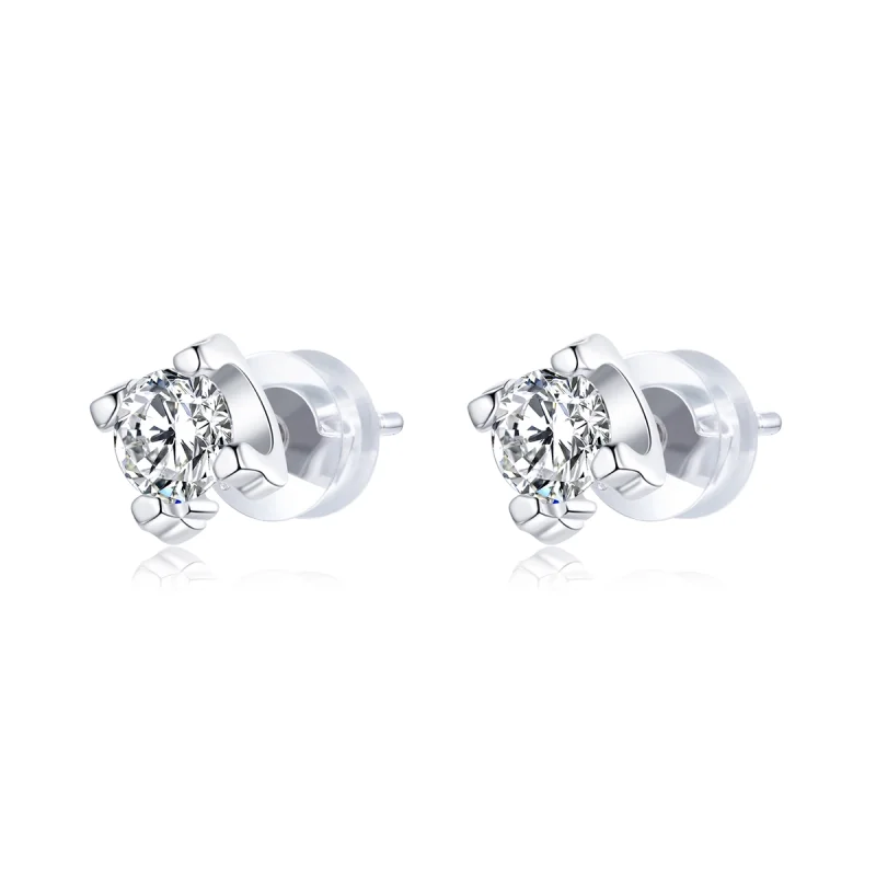(image for) Pandora Style Silver Simple Zircon Stud Earrings - SCE974 - Product Image