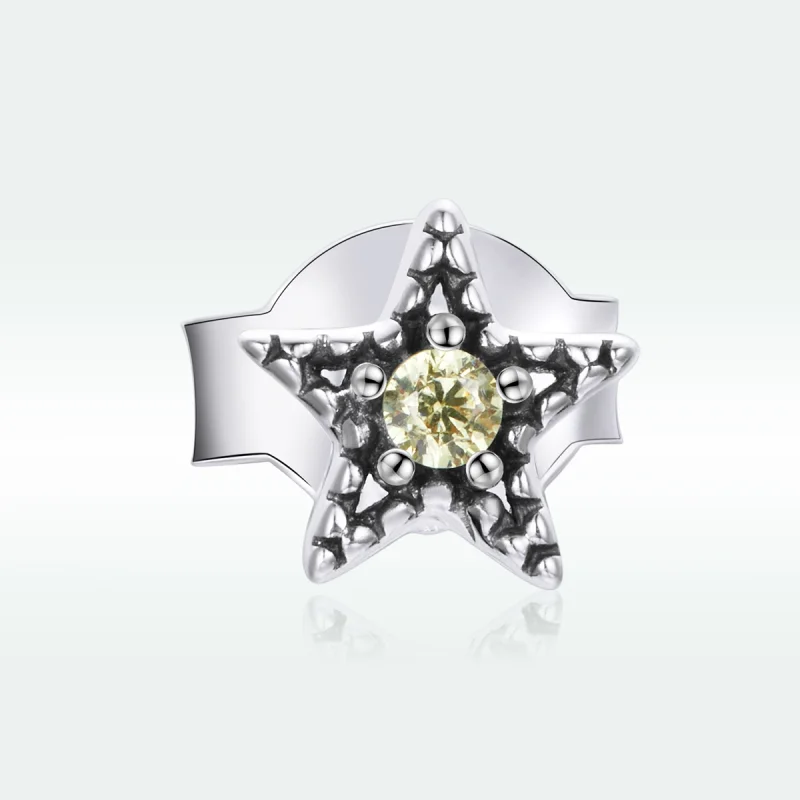 (image for) Pandora Style Silver Single Starmount Stud Earrings - SCE1066 - View 4