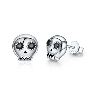 (image for) Pandora Style Silver Skull Stud Earrings - SCE064