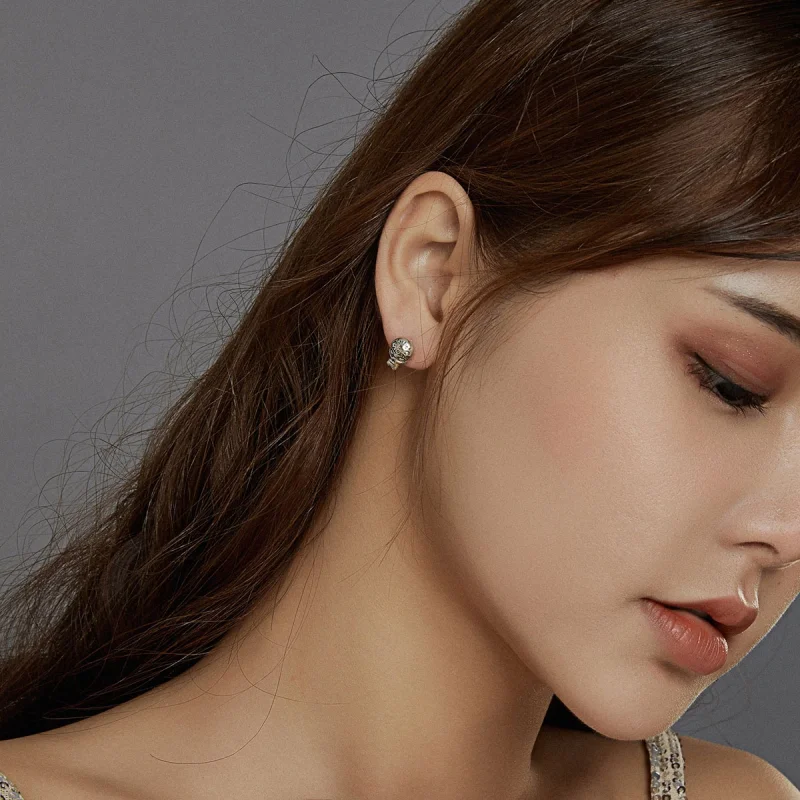 (image for) Pandora Style Silver Skull Stud Earrings - SCE953 - View 6