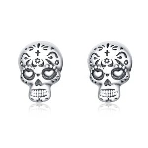 (image for) Pandora Style Silver Skull Stud Earrings - SCE953