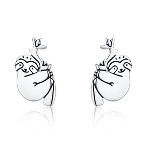 Pandora Style Silver Sloth Stud Earrings - SCE327 (image for) Pandora Style Silver Sloth Stud Earrings - SCE327