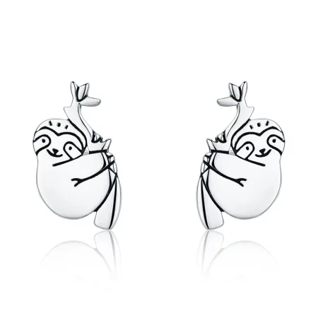Pandora Style Silver Sloth Stud Earrings - SCE327 Pandora Style Silver Sloth Stud Earrings - SCE327