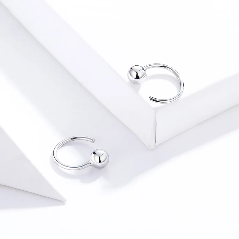 (image for) Pandora Style Silver Small Ball Hoop Earrings - SCE782-A - View 2