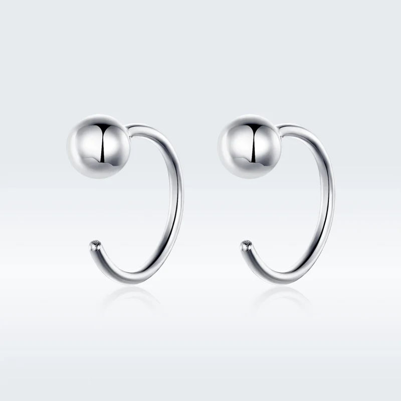 (image for) Pandora Style Silver Small Ball Hoop Earrings - SCE782-A - Product Image