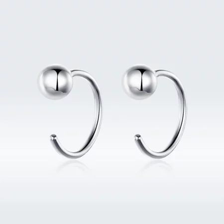 Pandora Style Silver Small Ball Hoop Earrings - SCE782-A