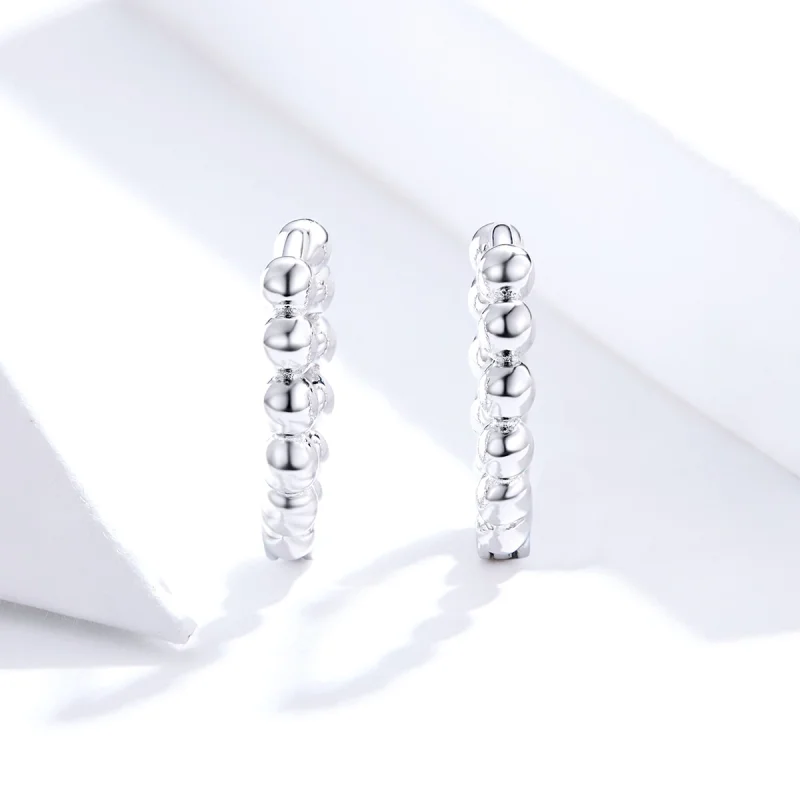 (image for) Pandora Style Silver Small Ball Hoop Earrings - SCE807-A - View 2