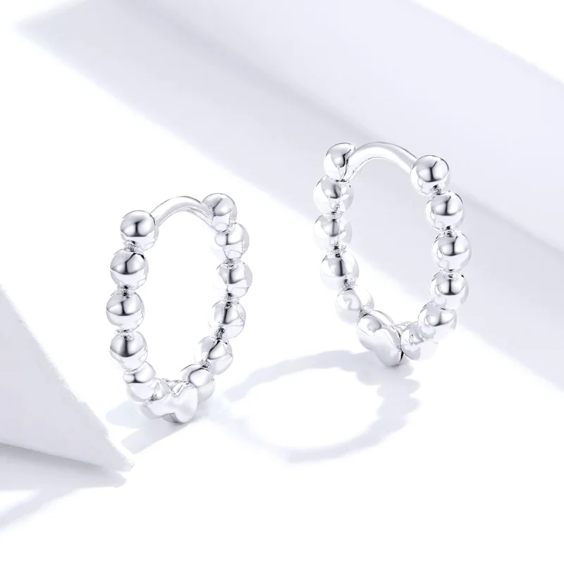 (image for) Pandora Style Silver Small Ball Hoop Earrings - SCE807-A - View 4