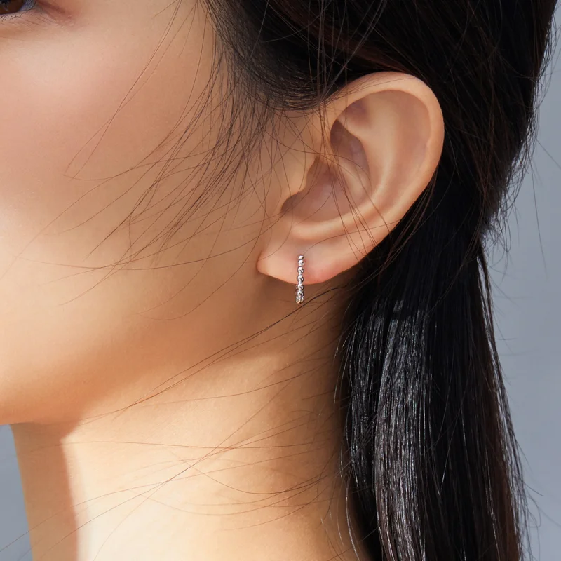 (image for) Pandora Style Silver Small Ball Hoop Earrings - SCE807-A - View 6