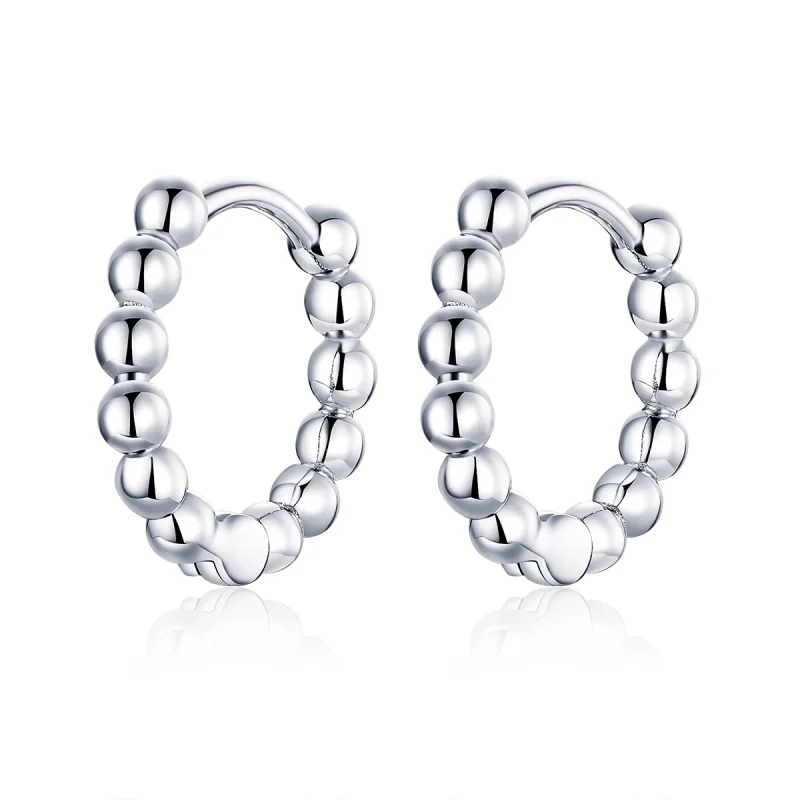 (image for) Pandora Style Silver Small Ball Hoop Earrings - SCE807-A - Product Image