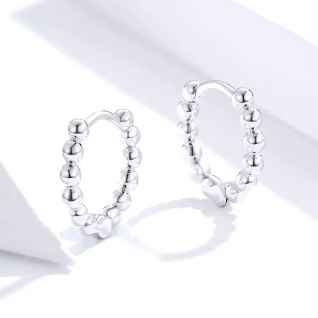 Pandora Style Silver Small Ball Hoop Earrings - SCE807-A