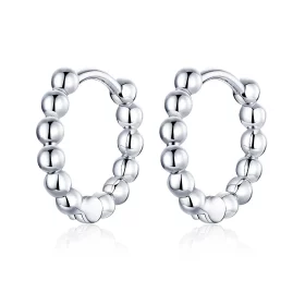 Pandora Style Silver Small Ball Hoop Earrings - SCE807-A Pandora Style Silver Small Ball Hoop Earrings - SCE807-A