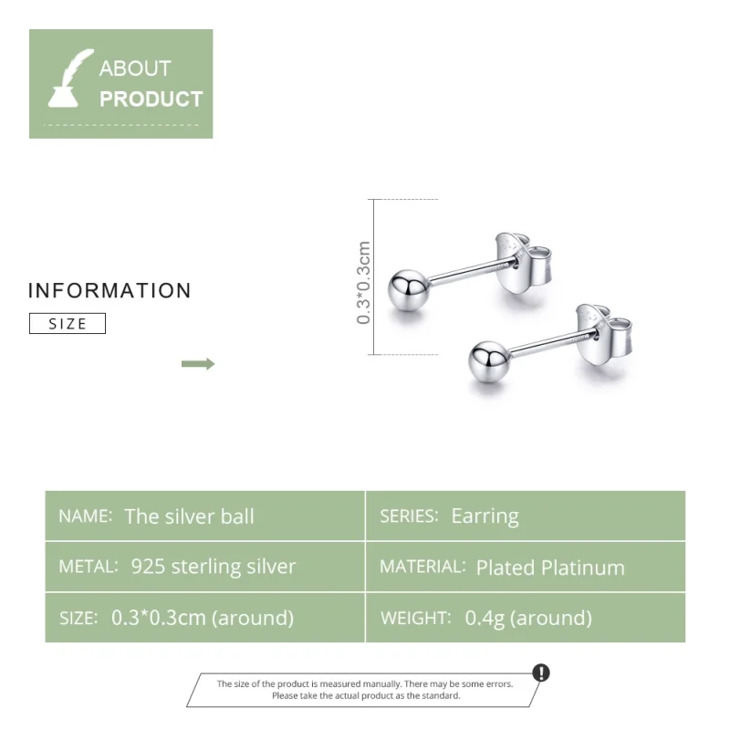 (image for) Pandora Style Silver Small Ball Stud Earrings - SCE581 - View 8