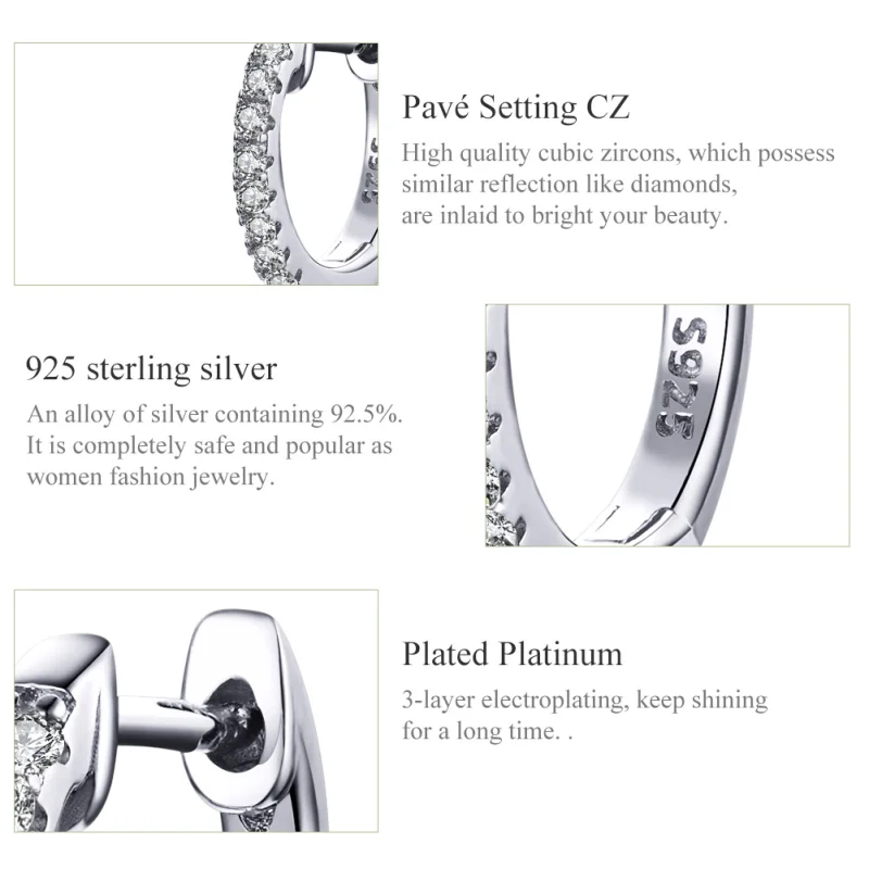 (image for) Pandora Style Silver Small Circle Hoop Earrings - SCE498-A - View 3