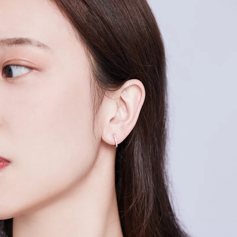 (image for) Pandora Style Silver Small Circle Hoop Earrings - SCE498-A - View 5