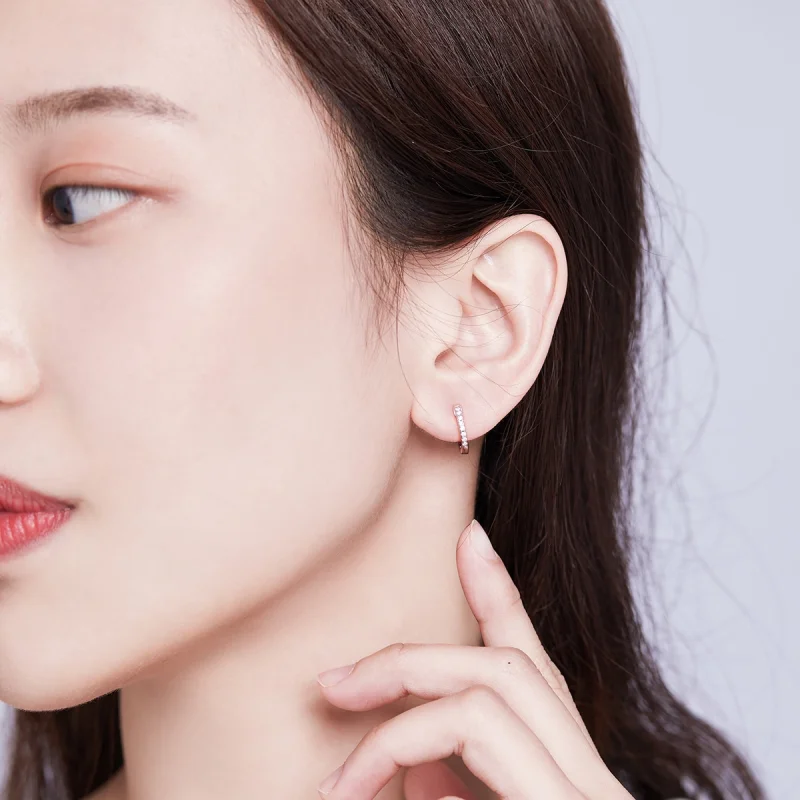 (image for) Pandora Style Silver Small Circle Hoop Earrings - SCE498-A - View 6