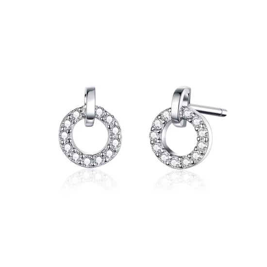Pandora Style Silver Small Circle Stud Earrings - SCE767
