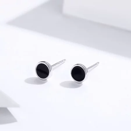 Pandora Style Silver Small Round Piece Stud Earrings - SCE694