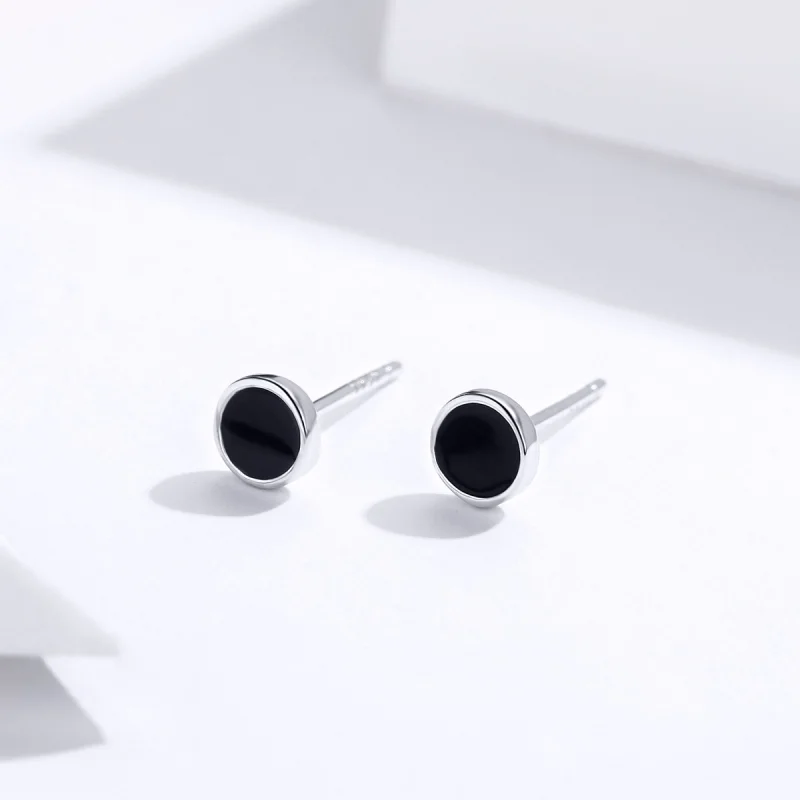 (image for) Pandora Style Silver Small Round Piece Stud Earrings - SCE694 - View 2