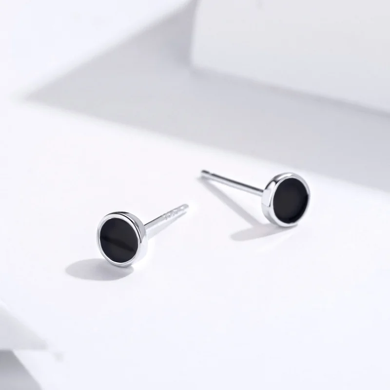 (image for) Pandora Style Silver Small Round Piece Stud Earrings - SCE694 - View 3