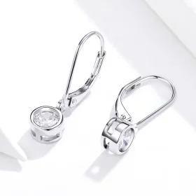 Pandora Style Silver Sparkle Dangle Earrings - SCE747 Pandora Style Silver Sparkle Dangle Earrings - SCE747