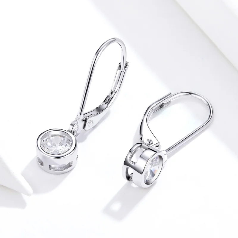 (image for) Pandora Style Silver Sparkle Dangle Earrings - SCE747 - View 2