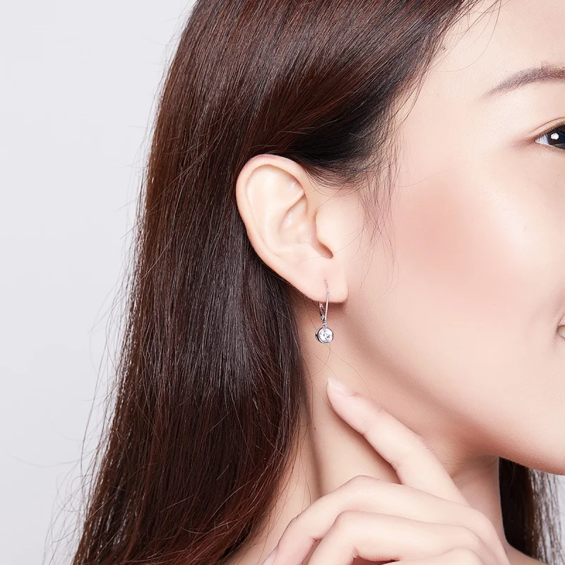 (image for) Pandora Style Silver Sparkle Dangle Earrings - SCE747 - View 7