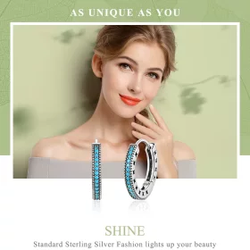 Pandora Style Silver Sparkle Hoop Earrings - SCE493 Pandora Style Silver Sparkle Hoop Earrings - SCE493