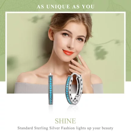 Pandora Style Silver Sparkle Hoop Earrings - SCE493