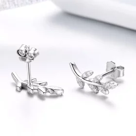 Pandora Style Silver Spring Leaves Stud Earrings - BSE031 Pandora Style Silver Spring Leaves Stud Earrings - BSE031
