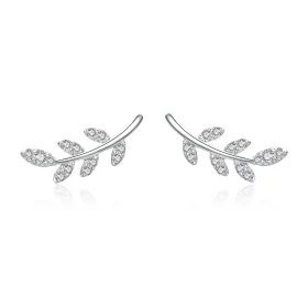 Pandora Style Silver Spring Leaves Stud Earrings - BSE031 Pandora Style Silver Spring Leaves Stud Earrings - BSE031