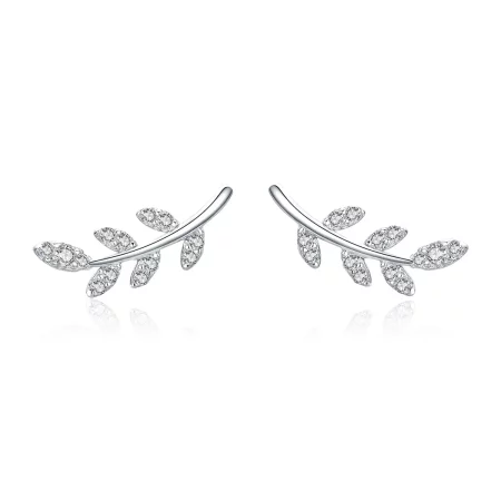 Pandora Style Silver Spring Leaves Stud Earrings - BSE031