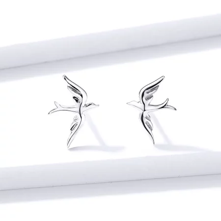 Pandora Style Silver Spring Swallow Stud Earrings - BSE302