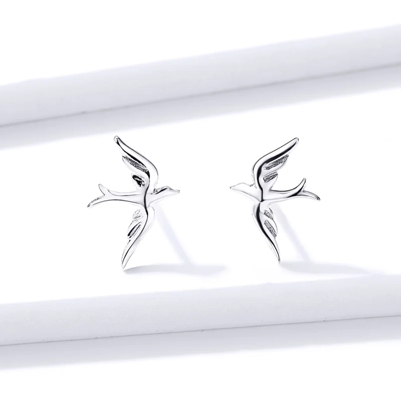 (image for) Pandora Style Silver Spring Swallow Stud Earrings - BSE302 - View 4
